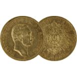 Goldmünze zu 20 Mark, Sachsen - Deutsches Reich 1905, Avers: Kopf Friedrich August König von Sachsen