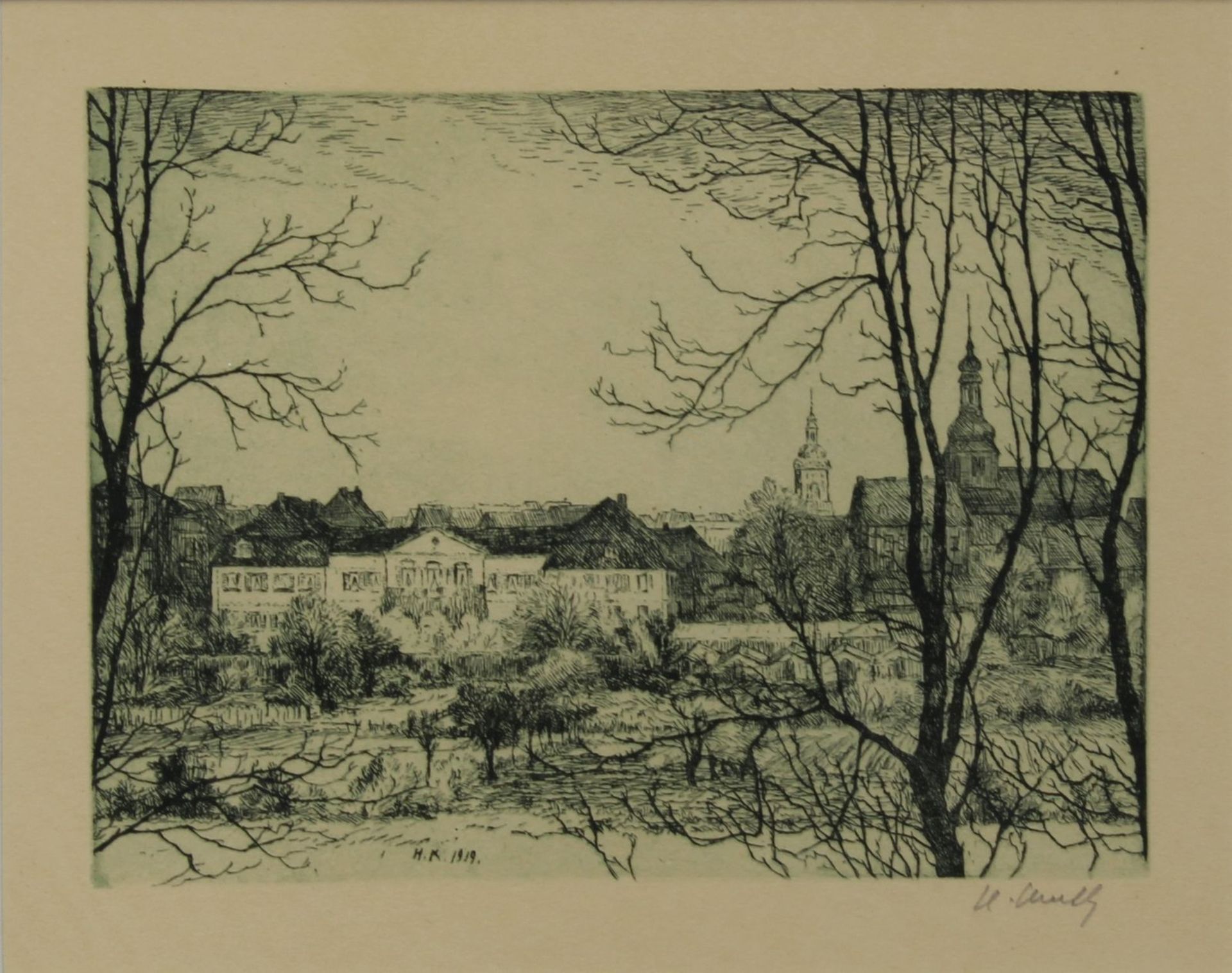 Keuth, Hermann (Ravensburg 1880-1974 Baden-Baden), Lithographie Alt-Saarbrücken mit Schlosskirche - Bild 2 aus 2
