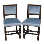 Paar Stühle, Frankreich 18./19. Jh., in Louis XIII-Stil, Gestell aus Eichenholz gedrechselt und