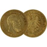 Goldmünze zu 10 Mark, Preussen - Deutsches Reich 1888, Avers: Kopf Friedrich III nach re. u.