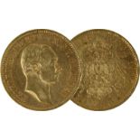 Goldmünze zu 20 Mark, Sachsen - Deutsches Reich 1905, Avers: Kopf Friedrich August König von Sachsen