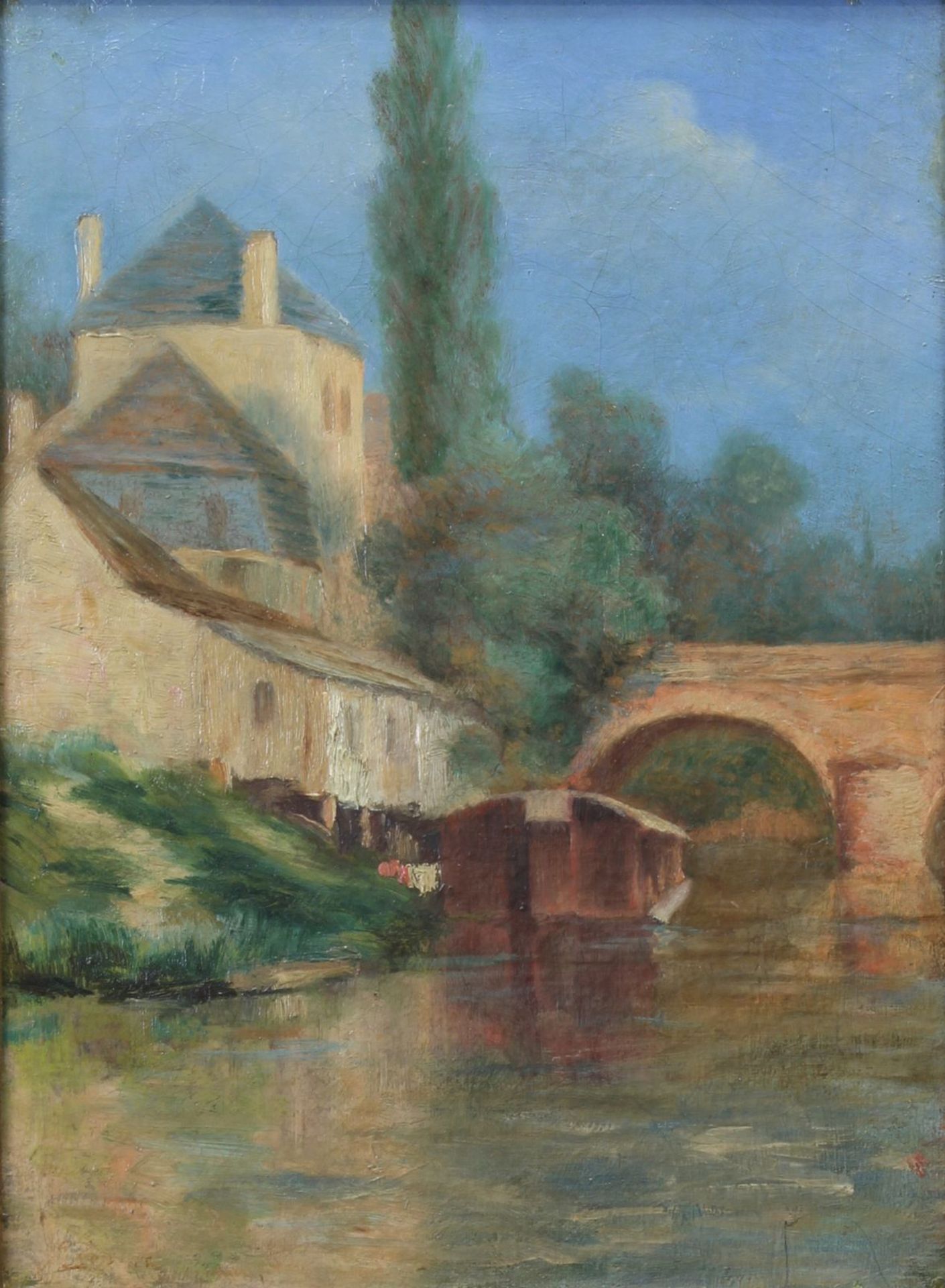 Lépine, Stanislas Victor Édouard (Caen 1835 - 1892 Paris) (attr.), Brücke und Gebäude an einem - Bild 2 aus 4