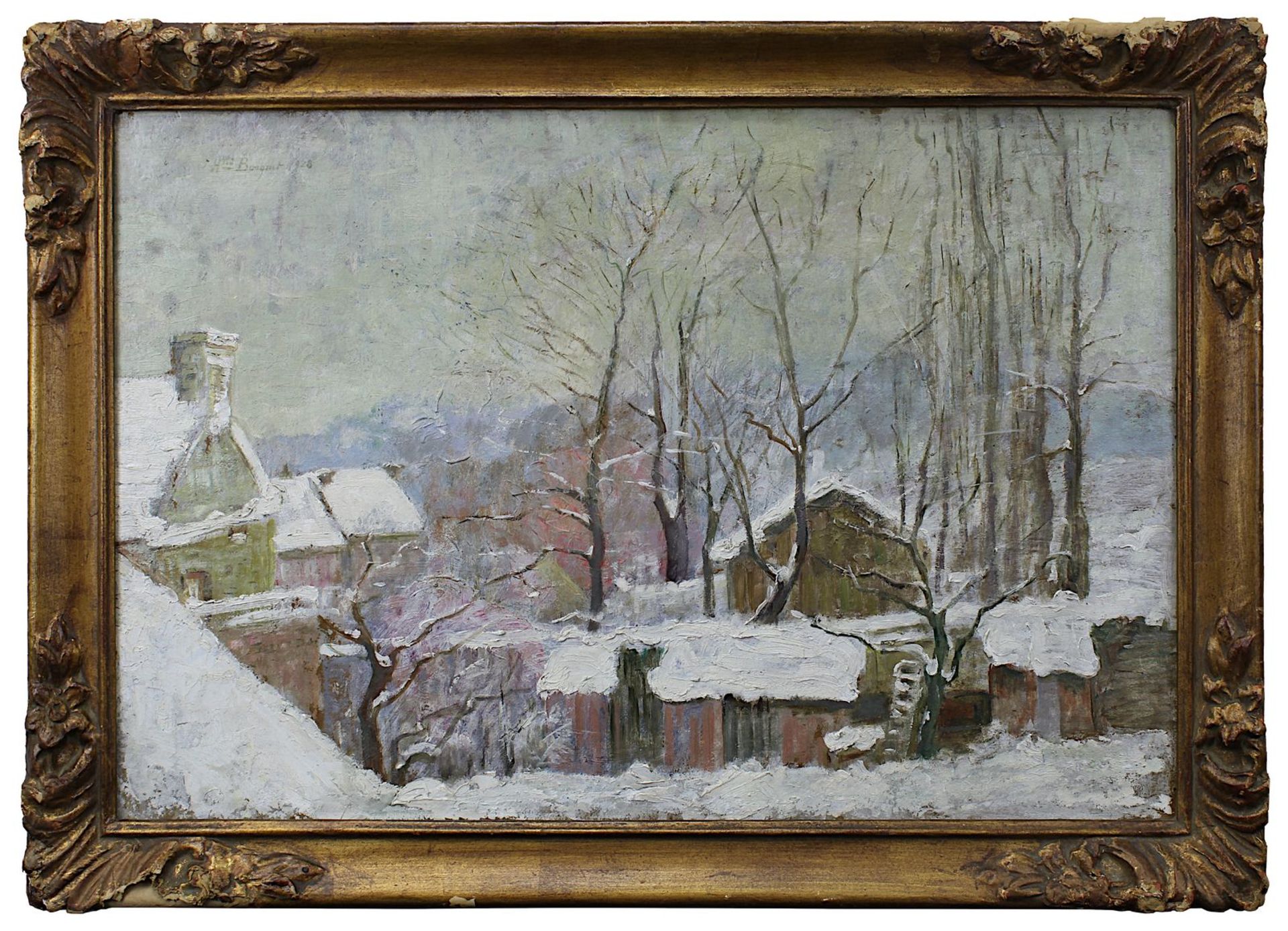 Borgnet, Henriette (Liege um 1900, belgische Städte- und Landschaftsmalerin), Verschneite