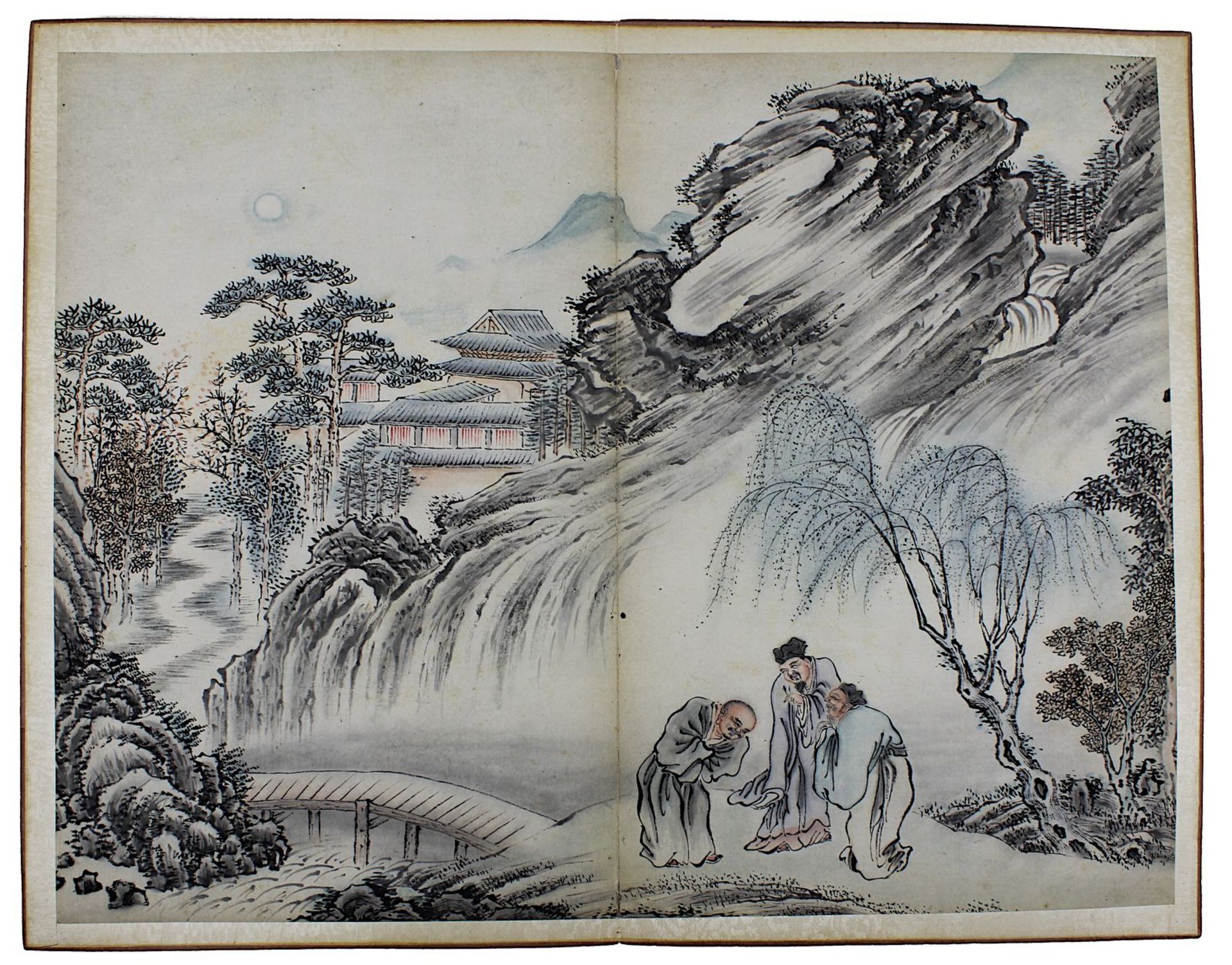 Leporello-Album, China um 1900, Buch mit 18 doppelseitigen Aquarellen, Tusche und leichte Farben auf - Image 7 of 8