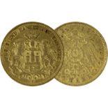 Goldmünze zu 10 Mark, Freie u. Hansestadt Hamburg - Deutsches Reich 1896, Avers: großes