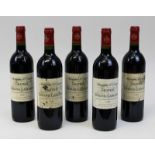 Fünf Flaschen 1996er Chateau Durand - Laplagne, Puisseguin St. Emilion, jeweils gute Füllhöhe,