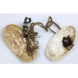 2 Schmuckstücke, jew. Brustschmuck aus der Schale der Cymbium-Schnecke geschliffen, Sepik, Papua-