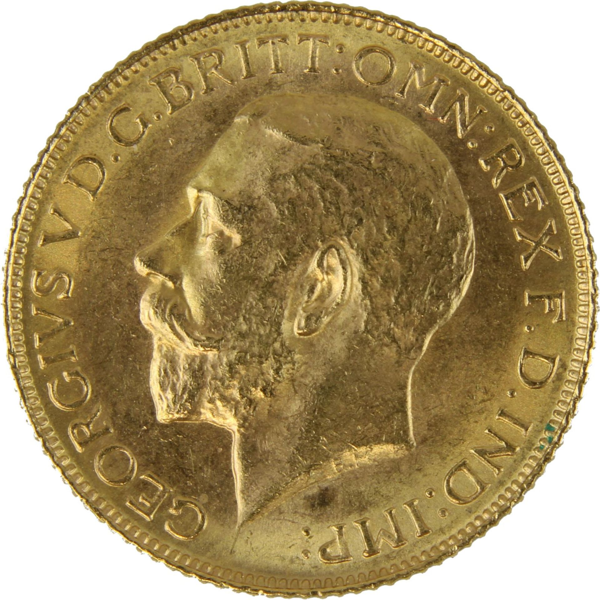 Goldmünze zu 1 Souvereign, England 1925, Avers: Kopf King George V nach links u. Umschrift, - Image 2 of 3