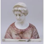 Bessi, Giuseppe (Volterra 1857 - 1922 Volterra), "Modestia", Jugendstil-Büste einer jungen Frau