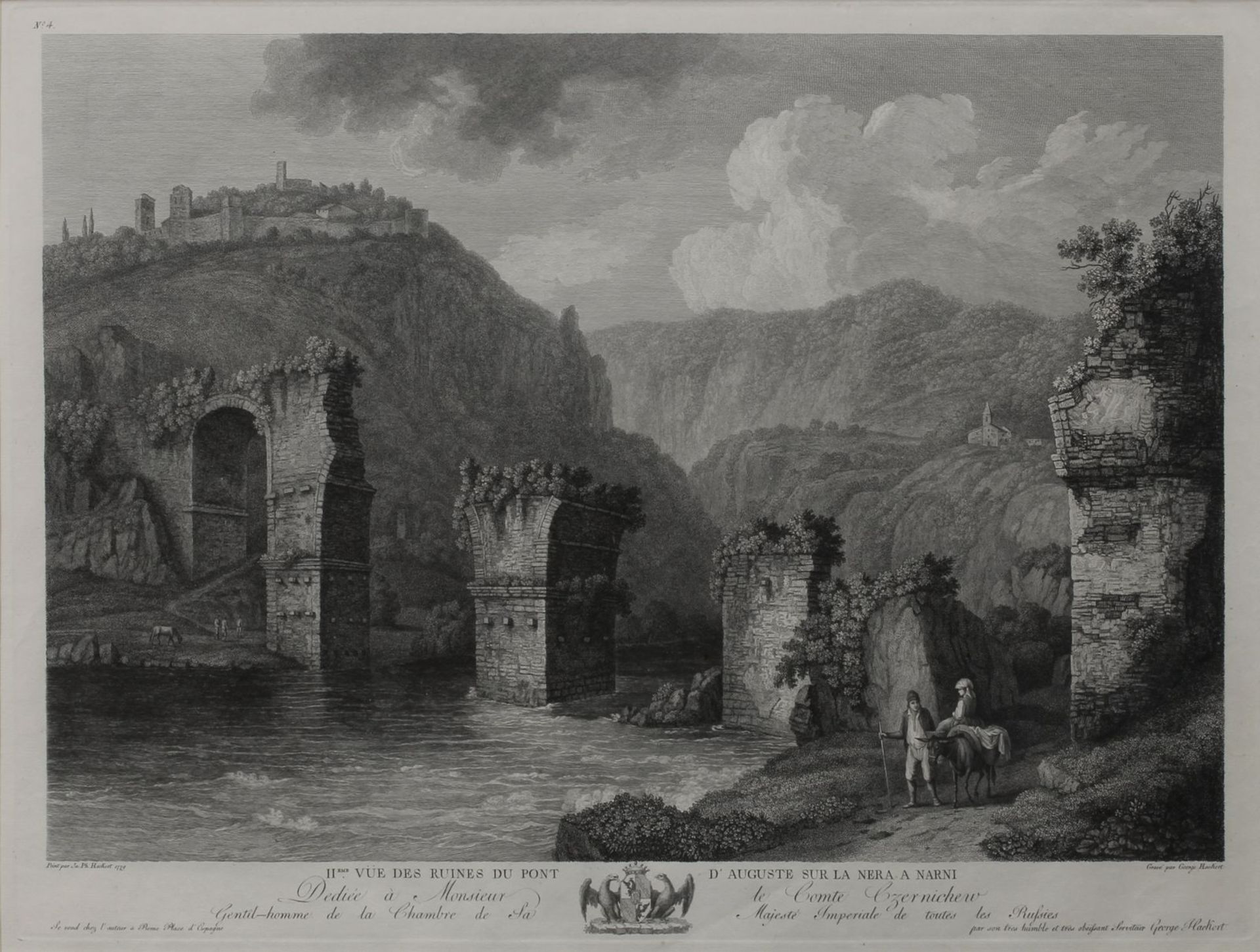 Hackert, Georg (Prenzlau 1755 - 1805 Florenz), "II ème Vue des ruines du Pont d'Auguste sur la - Image 2 of 2