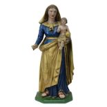Maria mit dem Jesusknaben, deutsch 19. Jh., Holz dreiviertelrund geschnitzt u. farbig gefasst,