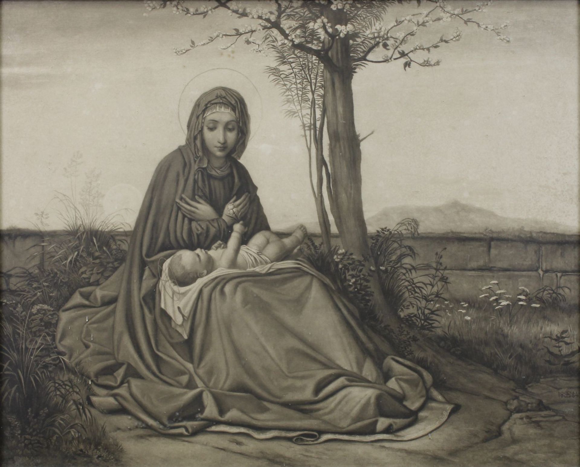 Steinle, Edgar Jakob von (Wien 1810 - 1866 Frankfurt a. Main), Die junge Mutter Gottes unter dem - Image 2 of 2