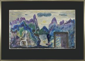 Wagner, Hans (Wiesbaden 1902 - 1980 Mainz), Bergsee bei Vollmond, Aquarell/Mischtechnik, unt. li.