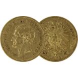 Goldmünze zu 20 Mark, Sachsen - Deutsches Reich 1873, Avers: Kopf Johann König von Sachsen nach