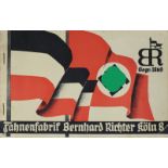 Preisliste Fahnenfabrik, Bernhard Richter Köln 1930er Jahre, mit Darstellungen von Tragfahnen,