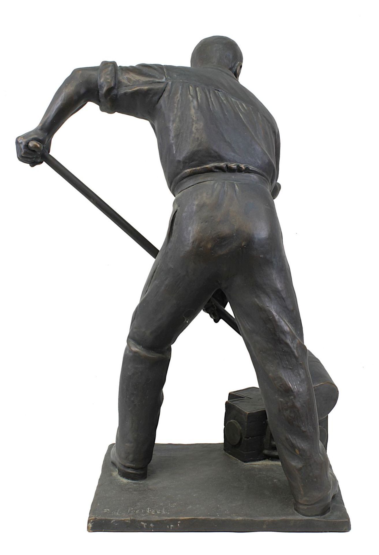 Poertzel, Otto (Scheibe 1876 - 1963 Coburg), Eisengießer, große Bronzefigur , rücks. auf flachem - Bild 2 aus 3