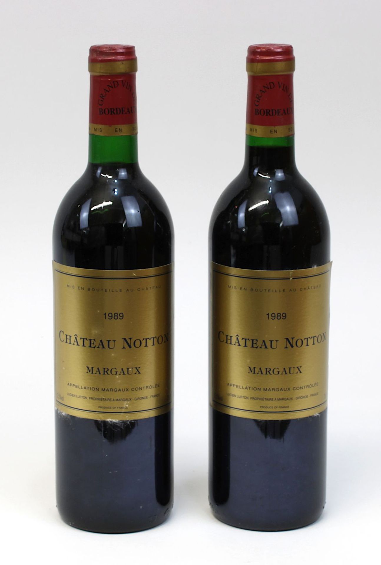 Zwei Flaschen 1989er Château Notton, Margaux, Gironde, jeweils gute Füllhöhe, 3925 - 0167