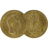 Goldmünze zu 20 Mark, Hessen - Deutsches Reich 1873, Avers: Kopf Ludwig III Grosherzog von Hessen