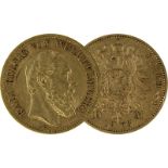 Goldmünze zu 10 Mark, Württemberg - Deutsches Reich 1906, Avers: Kopf Karl König von Württemberg