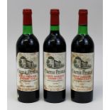 Drei Flaschen 1975er Chateau Peyreau, Saint-Emilion Grand Cru, Bordeaux, Gironde, eine Flasche