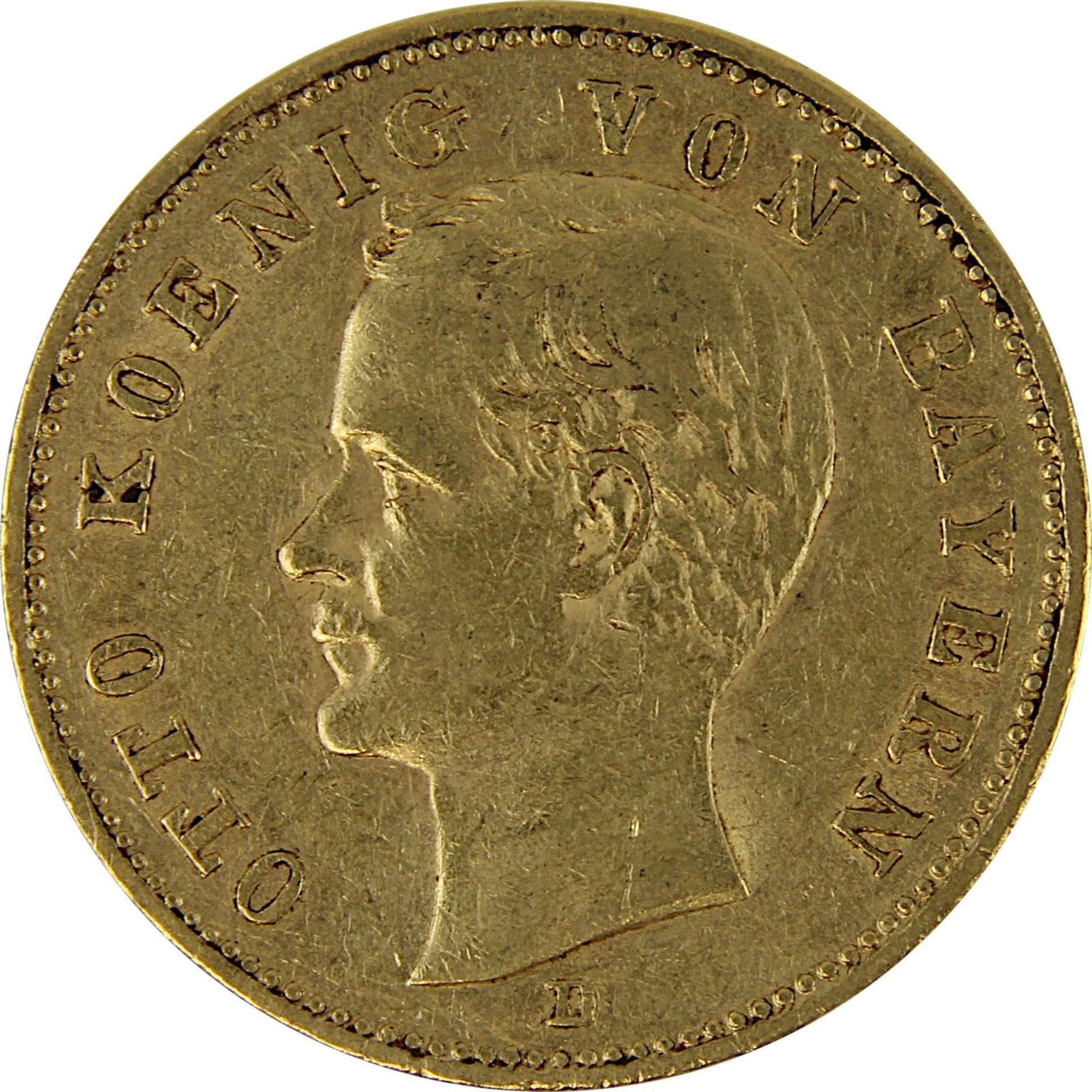 Goldmünze zu 20 Mark, Bayern - Deutsches Reich 1895, Avers: Kopf Otto König von Bayern nach links u. - Bild 2 aus 3