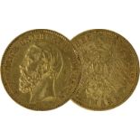 Goldmünze zu 20 Mark, Baden - Deutsches Reich 1894, Avers: Kopf Friedrich Grosherzog von Baden