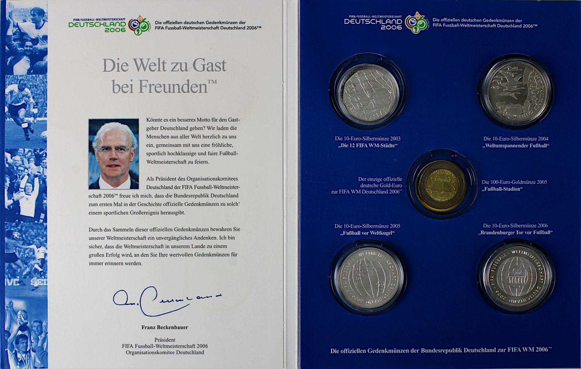 Vier Silbermünzen, zur Fußballweltmeisterschaft Deutschland 2006: "Die Fifa WM-Städte 2003", "