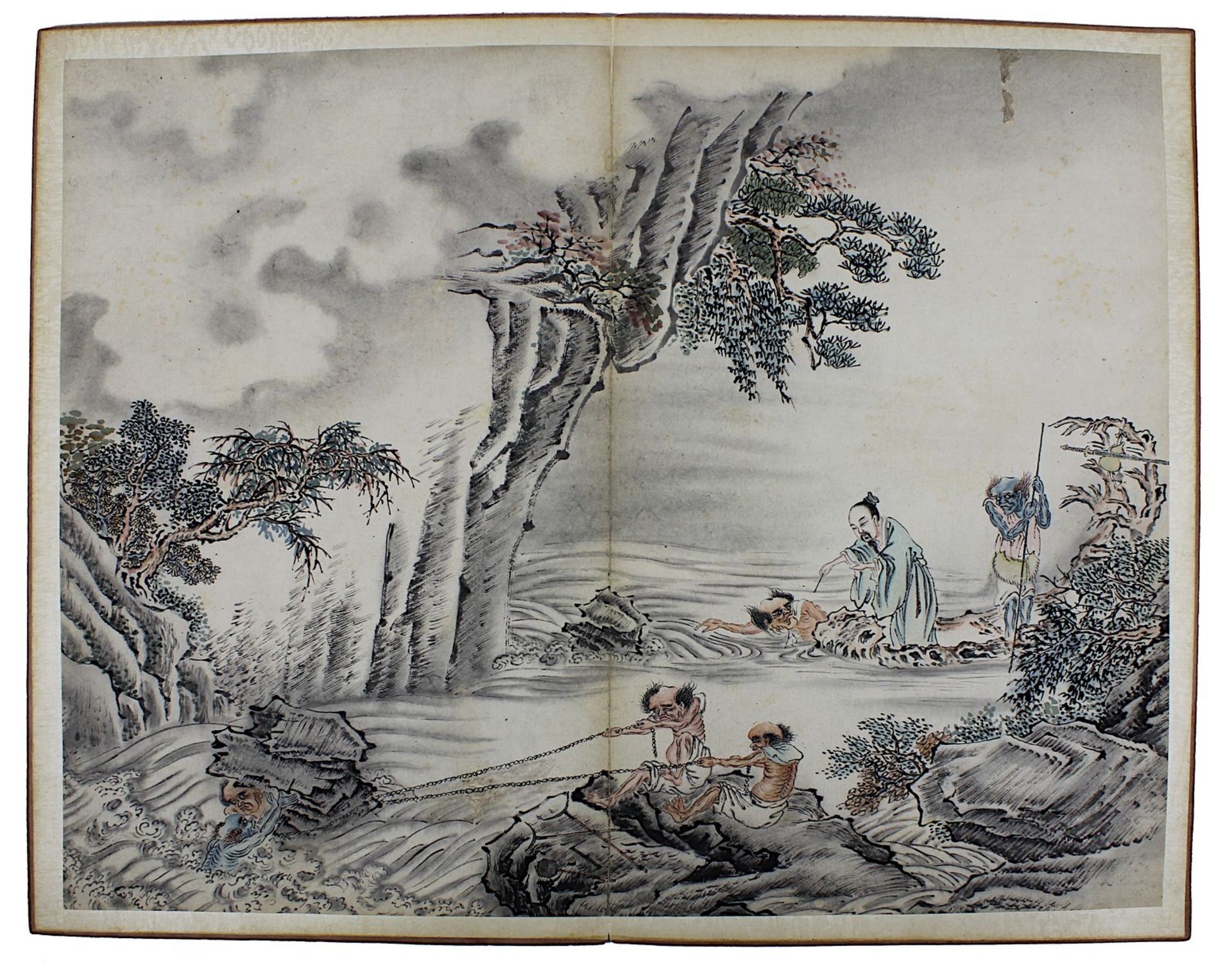 Leporello-Album, China um 1900, Buch mit 18 doppelseitigen Aquarellen, Tusche und leichte Farben auf - Image 8 of 8