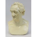 Gipsbüste des Dichterfürsten Johann Wolfgang von Goethe, 1. H. 20. Jh., cremefarben gefasst, nach
