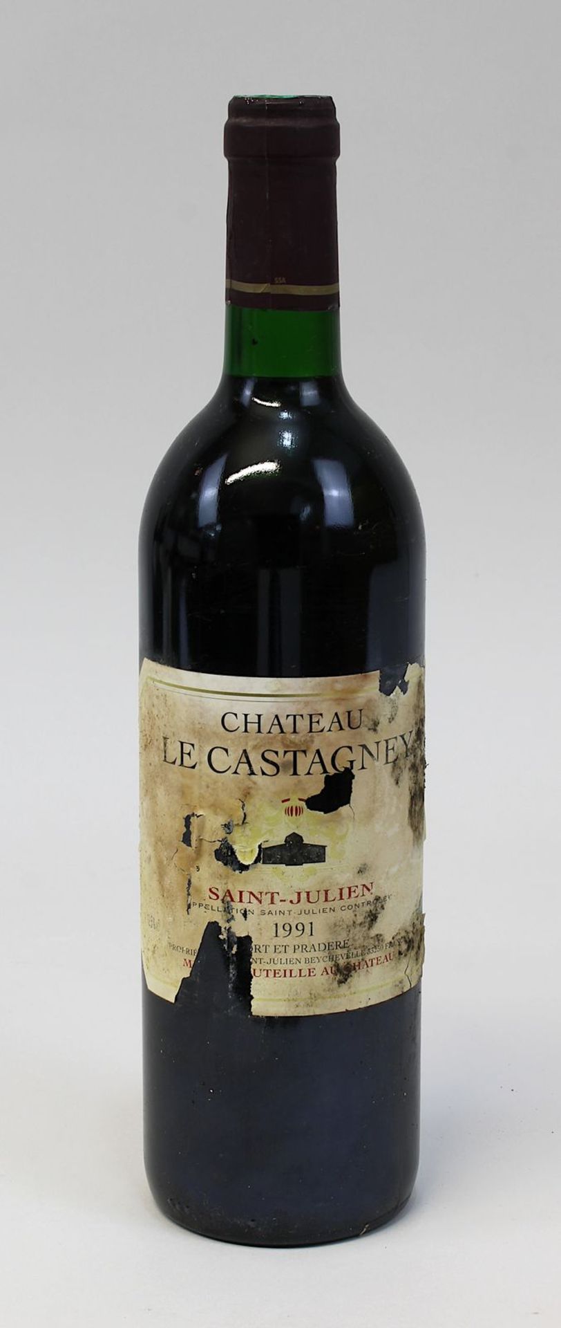 Eine Flasche 1991er Chateau le Castagney, Saint-Julien, gute Füllhöhe, Etikett etwas besch.,