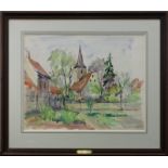 Steinmetz, Philippe (Landau 1900 - 1987 Landau), Dorfkirche, Aquarell, rechts unten signiert,