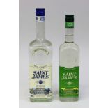 Zwei Flaschen weißer Saint James Rum, Sainte Marie Martinique: 1 L. Rhum Agricole, Grappe Blanche