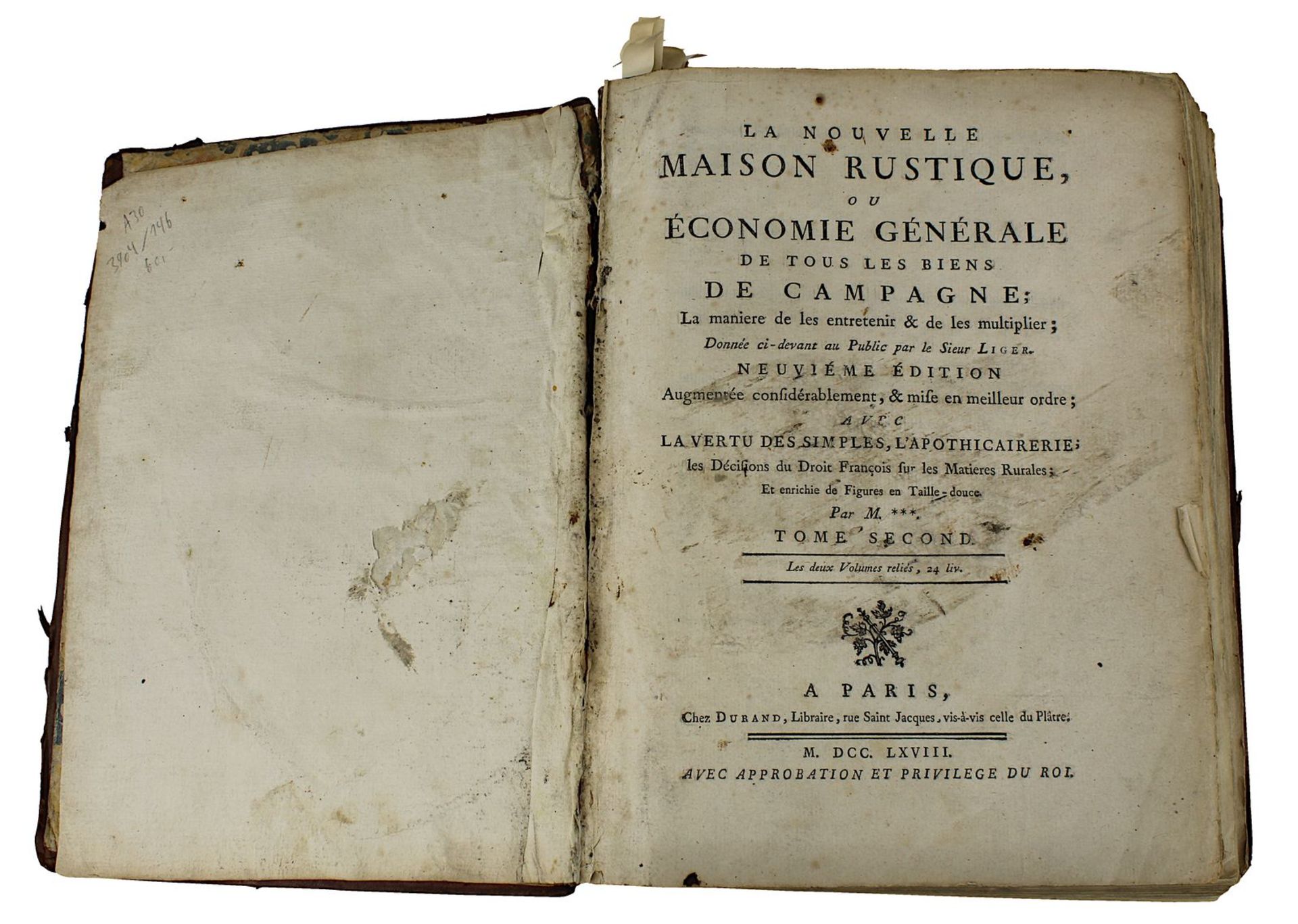 Sieur Liger "La Nouvelle Maison Rustique ou Economie Générale de tous les Biens de Campagne", Bd. 2,