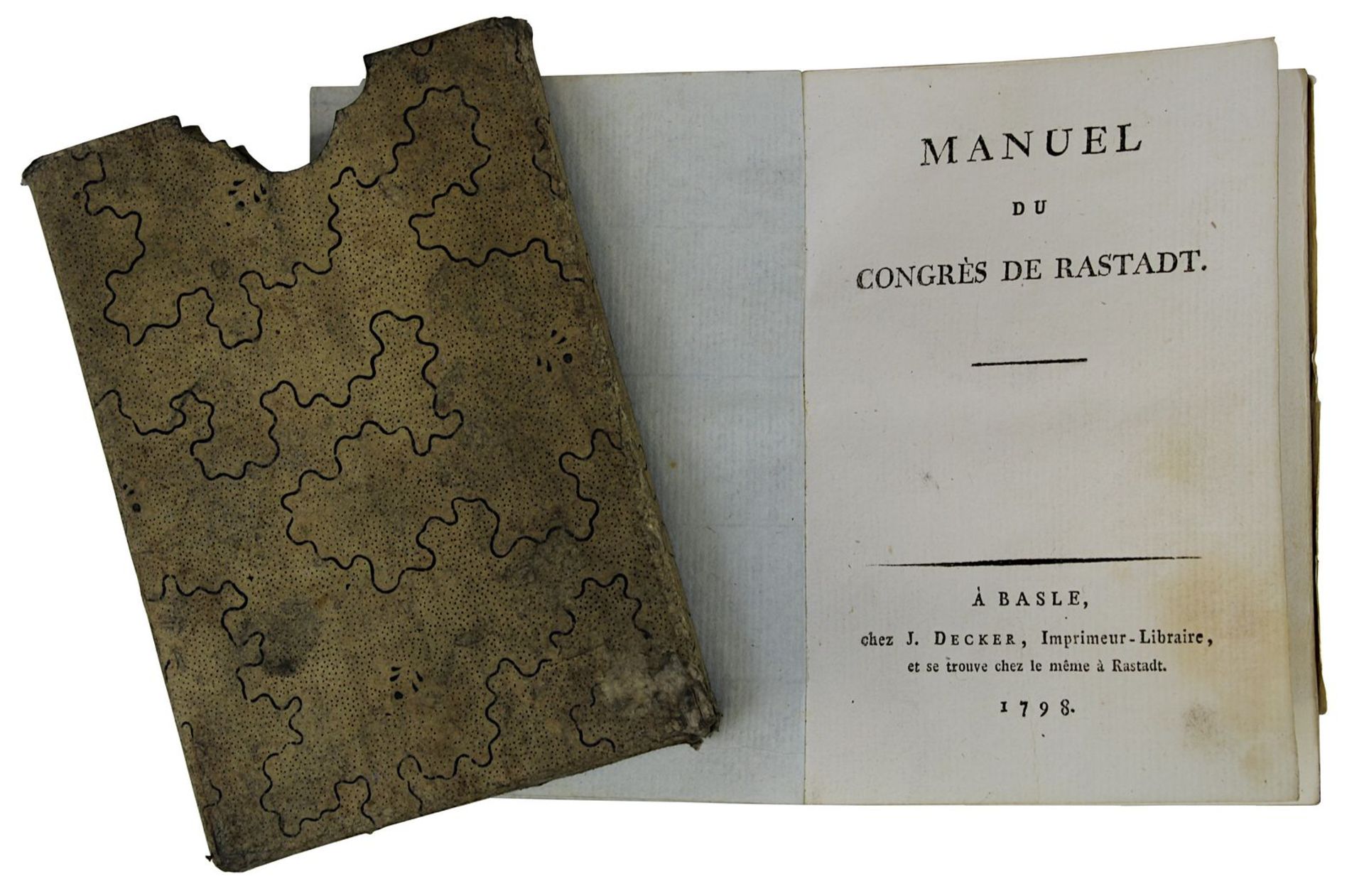 "Manuel du congrès de Rastadt", J. Decker Basel 1798, Pappeinband, Goldschnitt, in