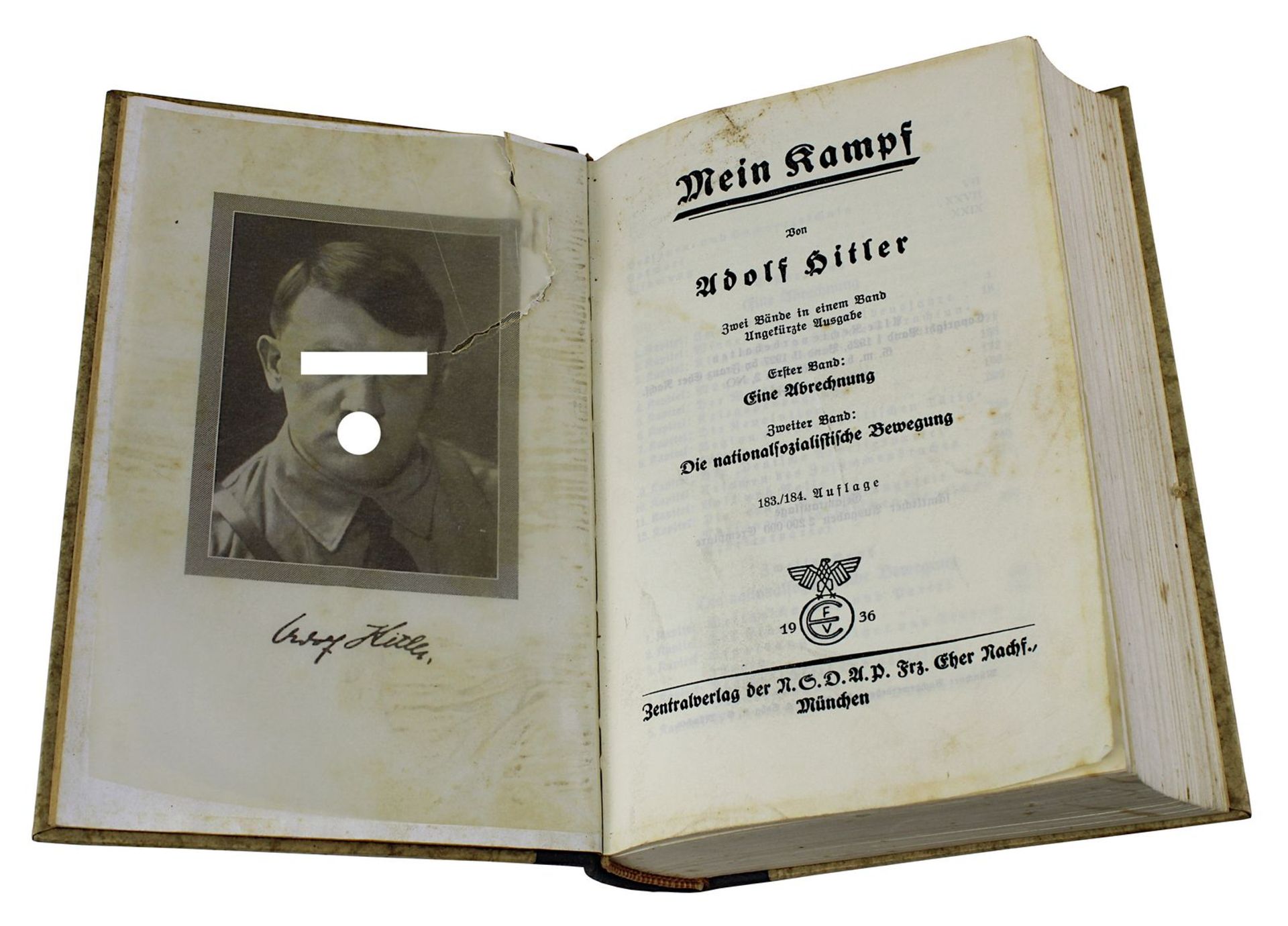 Hitler, Adolf "Mein Kampf", zwei Bände in einem Band, 183./184. Auflage, 1936, Zentralverlag der