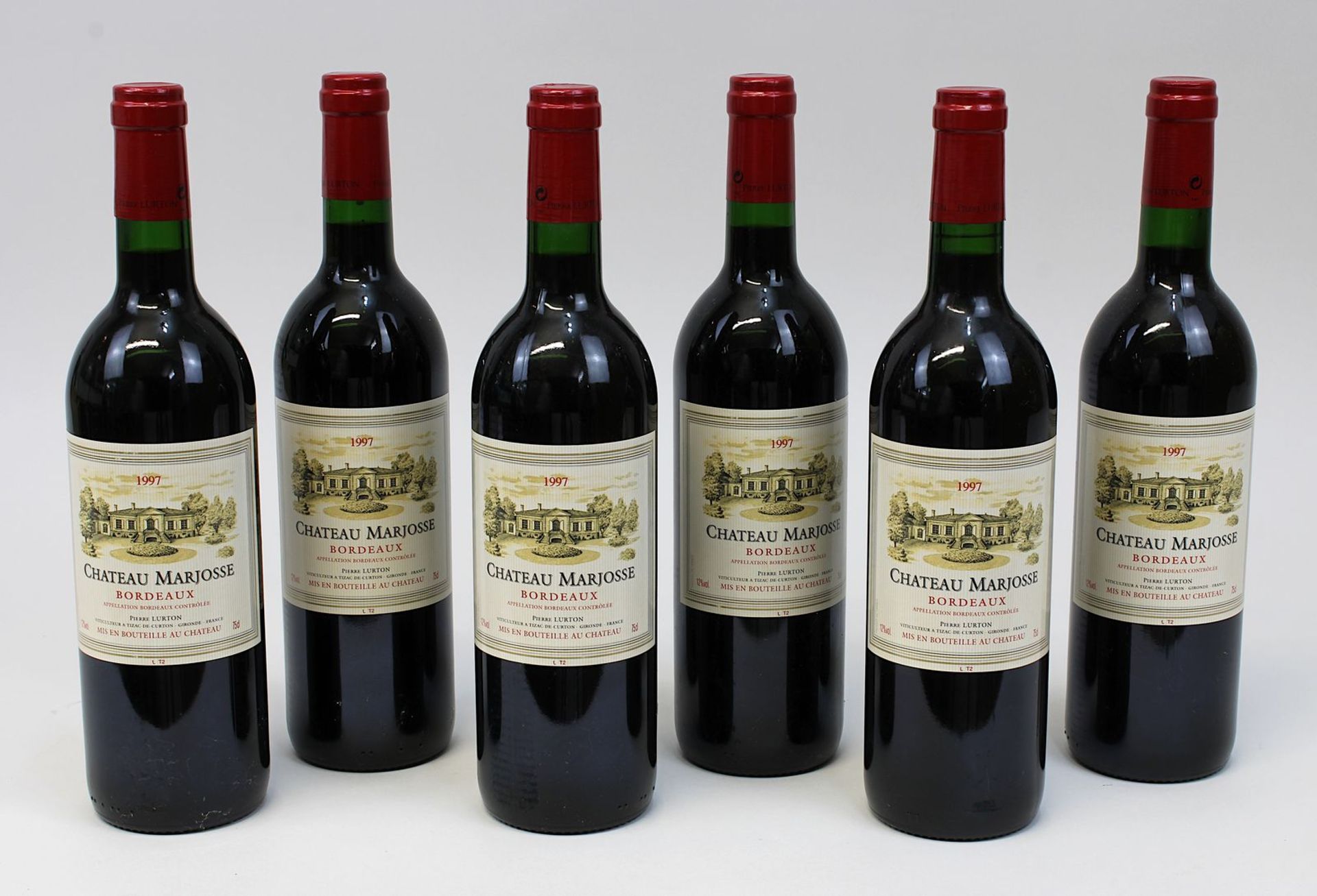 Sechs Flaschen 1997er Chateau Marjosse, Bordeaux, Gironde, jeweils gute Füllhöhe, 3925 - 0162