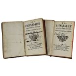 "Les Hommes", Bd. 1 u. 2, Ganeau Fils Paris 1737, 4. Edit., beide mit Titelvignette, Ledereinbände