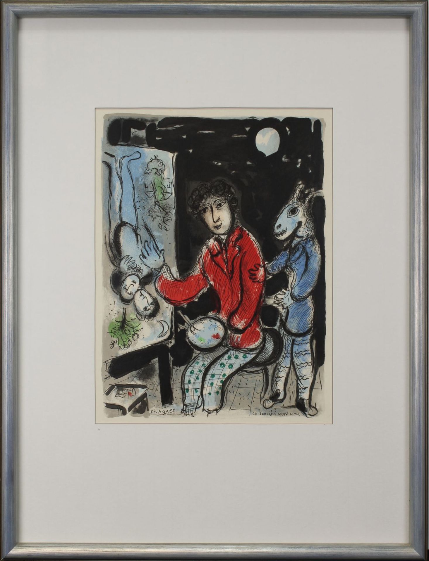 Chagall, Marc (Ljosna 1887 - 1985 Saint-Paul-de-Vence), Selbst als junger Maler, Farblithographie
