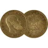 Goldmünze zu 20 Mark, Württemberg - Deutsches Reich 1900, Avers: Kopf Wilhelm II König von