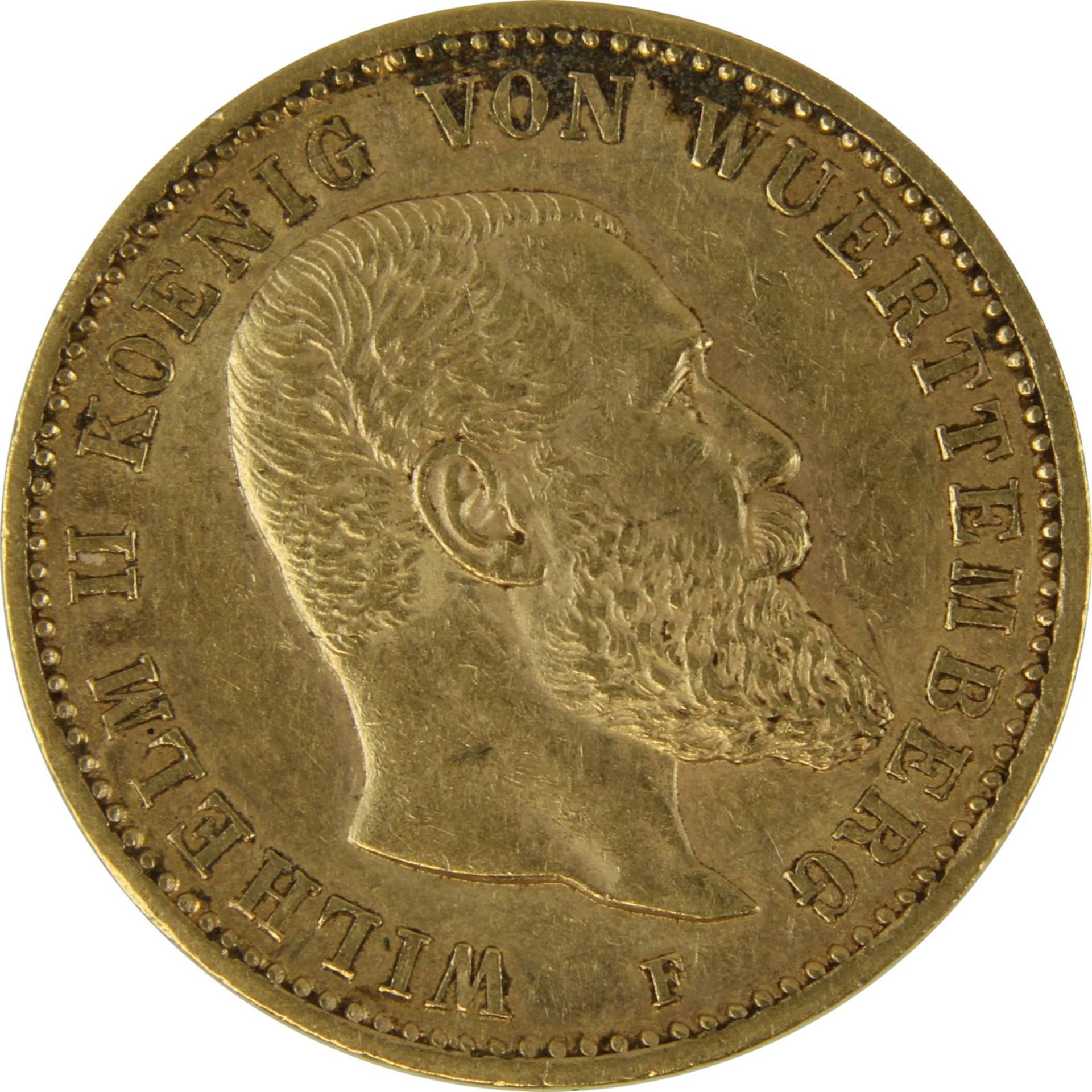 Goldmünze zu 20 Mark, Württemberg - Deutsches Reich 1897, Avers: Kopf Wilhelm II König von - Bild 2 aus 3