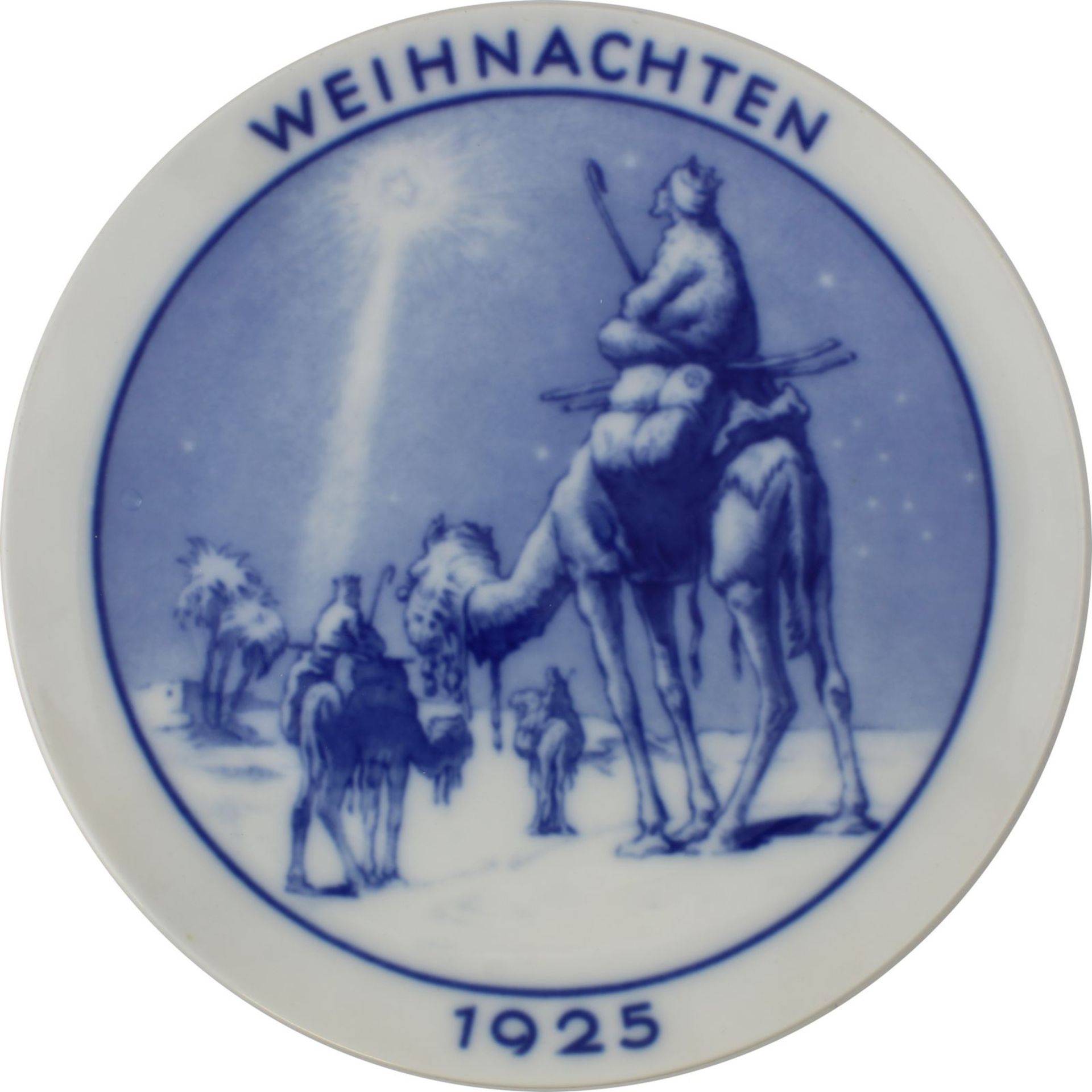 Fünf Teller, Rosenthal-Porzellan 1920er Jahre, vier Weihnachtsteller: 1923, kleine Engel vor Kirche, - Image 3 of 6