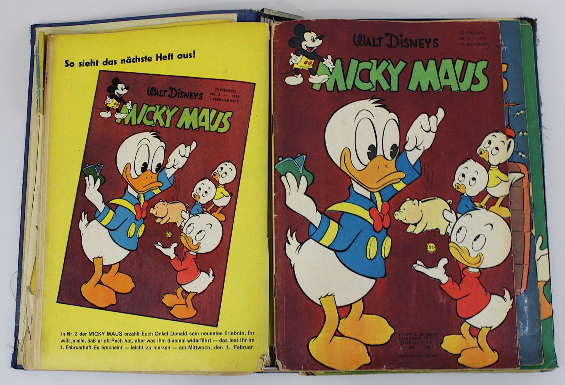 Konvolut 12 Micky-Maus-Hefte 1956, Nr. 1-13 (Januar bis Juni 1956, Nr. 8 fehlt), davon Nr. 1 in - Bild 2 aus 12