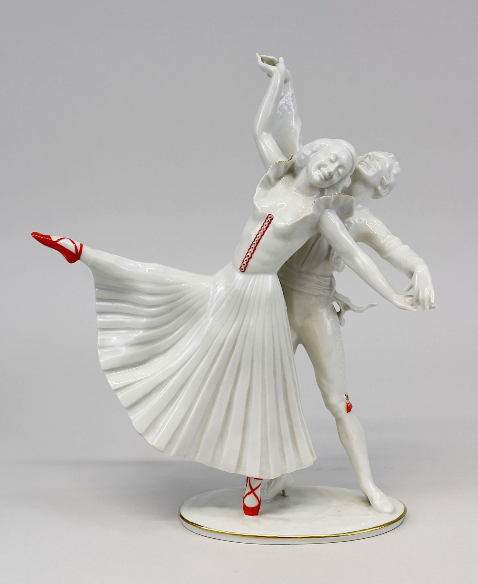 Hutschenreuther Porzellan-Tanzfigur Die roten Schuhe, Entwurf Carl Werner um 1930, ausgeformt