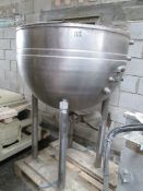 Tank - Stainless Steel Jacketed Bowl, 1150 mm dia. x 825 mm deep with support legs, top cover and