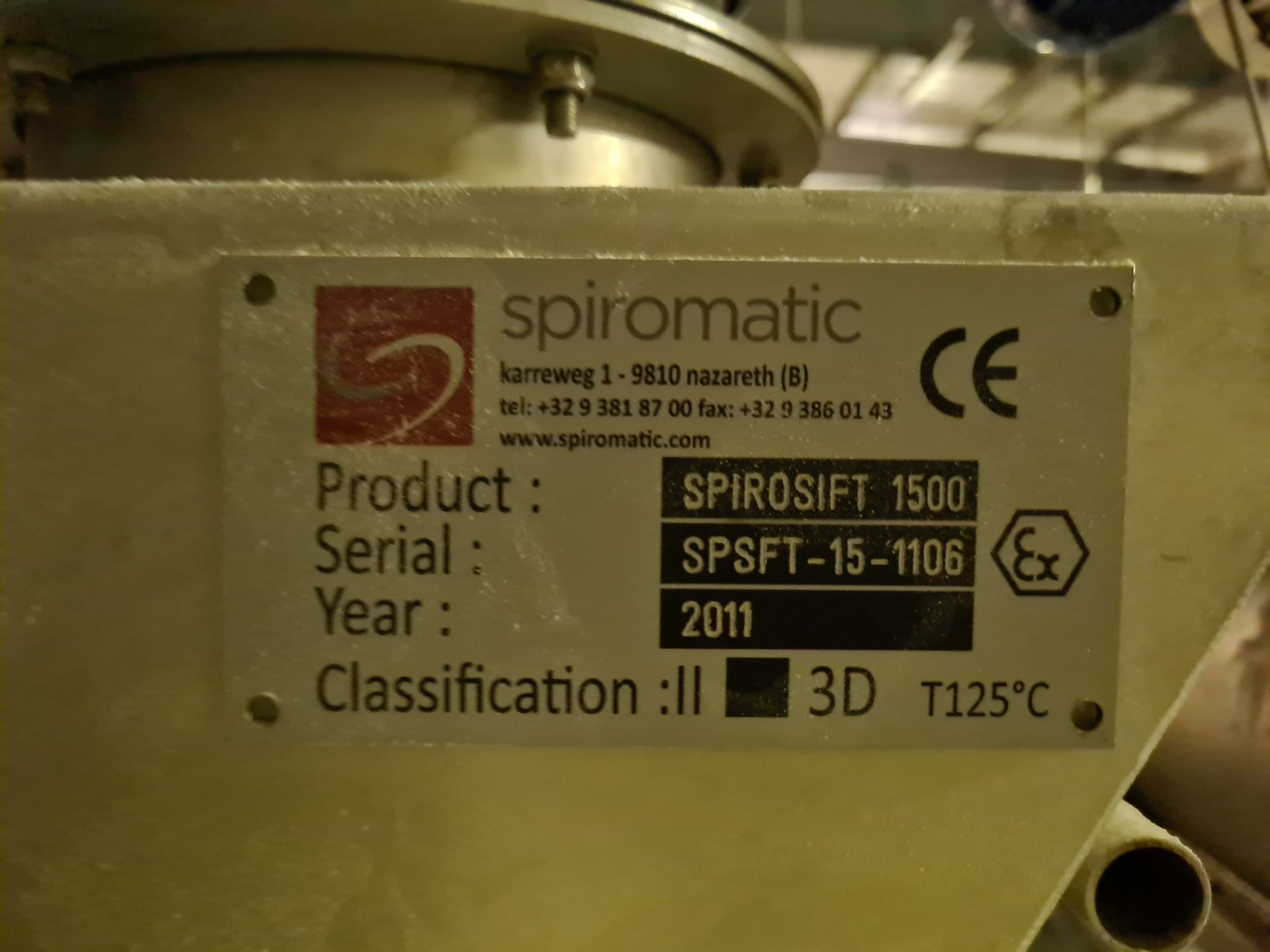 Spiromatic Spirosift 1500 Stainless Steel Rotary Brush Sifter, serial no. SPSFT-15-1106, year of - Image 5 of 5