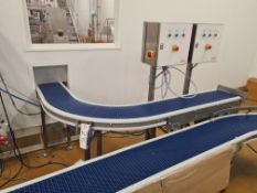 MC Engineering STAINLESS STEEL L-SHAPED PACKING CONVEYOR, serial no. MC/3251/2021/11, 300mm wide