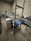 Stainless Steel Framed Mobile Belt Conveyor, approx. 2.05m centres long x 600mm wide on beltPlease