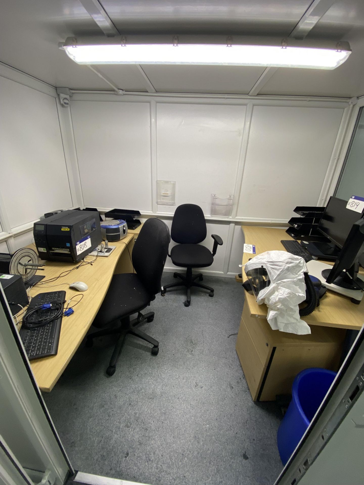 Contents of Office Furniture, including two cantilever framed desks, two desk pedestals and two