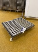 Two Stainless Steel Framed Trolleys, with pie baking case holdersPlease read the following important