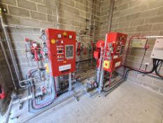 Johnson Control AQUAMIST ULF ELECTRIC FIRE PUMP EQUIPMENT & CONTROL (left hand side of room), with